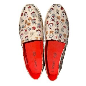 TOMS Womens Alpargata Dog Print Slip On Shoes Cream Red 8.5 10017286